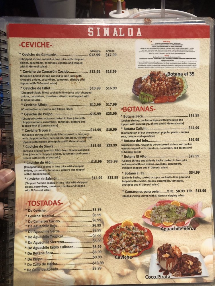 Mariscos El General Menu (Updated October 2024)